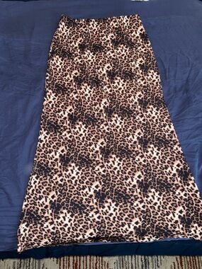 Princess Polly Leopard Print Maxi Skirt - Tan, Black, Cream